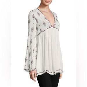 FREE PEOPLE Diamond Embroidered Bell-Sleeve Tunic